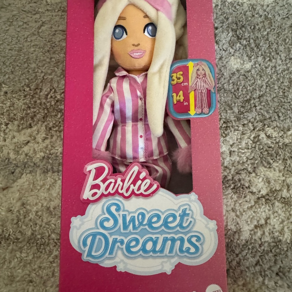 Barbie Sweet Dreams Pink and White Stuffed Doll